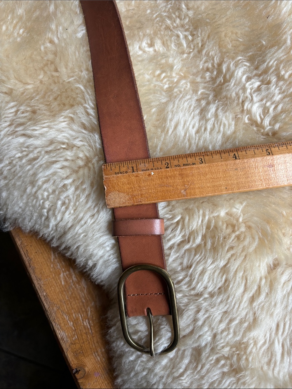 Vintage Leather and Brass Belt - Picture 4 of 4
